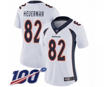 Women's Denver Broncos #82 Jeff Heuerman White Vapor Untouchable Limited Player 100th Season Football Jersey