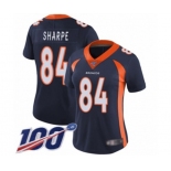 Women's Denver Broncos #84 Shannon Sharpe Navy Blue Alternate Vapor Untouchable Limited Player 100th Season Football Jersey