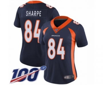 Women's Denver Broncos #84 Shannon Sharpe Navy Blue Alternate Vapor Untouchable Limited Player 100th Season Football Jersey