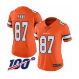 Women's Denver Broncos #87 Noah Fant Limited Orange Rush Vapor Untouchable 100th Season Football Jersey