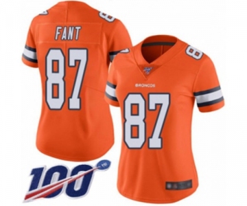 Women's Denver Broncos #87 Noah Fant Limited Orange Rush Vapor Untouchable 100th Season Football Jersey