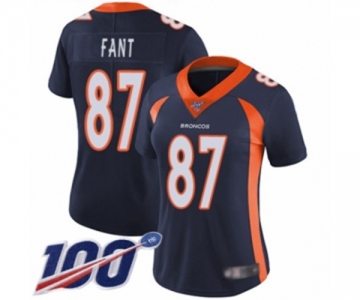 Women's Denver Broncos #87 Noah Fant Navy Blue Alternate Vapor Untouchable Limited Player 100th Season Football Jersey