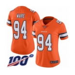 Women's Denver Broncos #94 DeMarcus Ware Limited Orange Rush Vapor Untouchable 100th Season Football Jersey