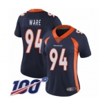 Women's Denver Broncos #94 DeMarcus Ware Navy Blue Alternate Vapor Untouchable Limited Player 100th Season Football Jersey