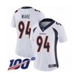 Women's Denver Broncos #94 DeMarcus Ware White Vapor Untouchable Limited Player 100th Season Football Jersey