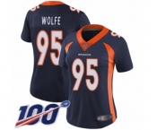 Women's Denver Broncos #95 Derek Wolfe Navy Blue Alternate Vapor Untouchable Limited Player 100th Season Football Jersey