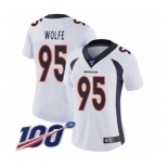 Women's Denver Broncos #95 Derek Wolfe White Vapor Untouchable Limited Player 100th Season Football Jersey