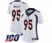 Women's Denver Broncos #95 Derek Wolfe White Vapor Untouchable Limited Player 100th Season Football Jersey