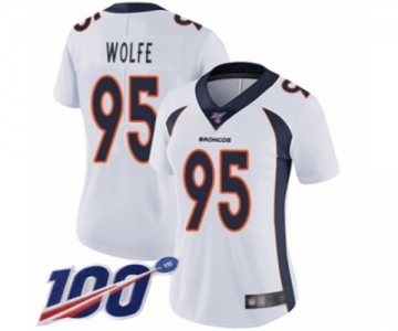 Women's Denver Broncos #95 Derek Wolfe White Vapor Untouchable Limited Player 100th Season Football Jersey