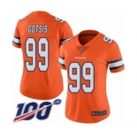 Women's Denver Broncos #99 Adam Gotsis Limited Orange Rush Vapor Untouchable 100th Season Football Jersey