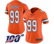 Women's Denver Broncos #99 Adam Gotsis Limited Orange Rush Vapor Untouchable 100th Season Football Jersey