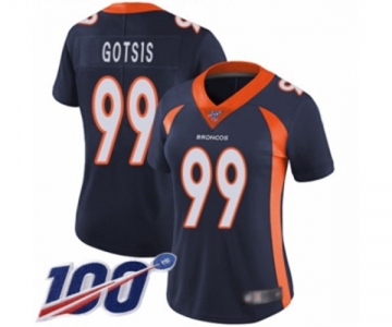 Women's Denver Broncos #99 Adam Gotsis Navy Blue Alternate Vapor Untouchable Limited Player 100th Season Football Jersey