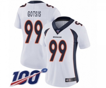 Women's Denver Broncos #99 Adam Gotsis White Vapor Untouchable Limited Player 100th Season Football Jersey