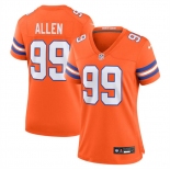 Women's Denver Broncos #99 Zach Allen Orange Mile High Collection 1977 Throwback Stitched Jersey