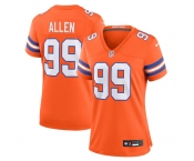 Women's Denver Broncos #99 Zach Allen Orange Mile High Collection 1977 Throwback Stitched Jersey