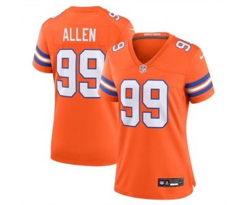 Women's Denver Broncos #99 Zach Allen Orange Mile High Collection 1977 Throwback Stitched Jersey