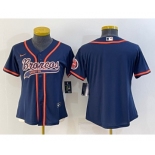 Women's Denver Broncos Blank Navy With Patch Cool Base Stitched Baseball Jersey