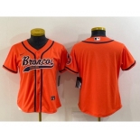 Women's Denver Broncos Blank Orange With Patch Cool Base Stitched Baseball Jersey