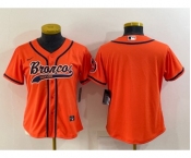 Women's Denver Broncos Blank Orange With Patch Cool Base Stitched Baseball Jersey