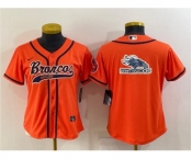 Women's Denver Broncos Orange Team Big Logo With Patch Cool Base Stitched Baseball Jersey