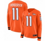 Women's Nike Denver Broncos #11 Carlos Henderson Limited Orange Therma Long Sleeve NFL Jersey