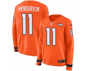 Women's Nike Denver Broncos #11 Carlos Henderson Limited Orange Therma Long Sleeve NFL Jersey