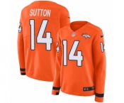 Women's Nike Denver Broncos #14 Courtland Sutton Limited Orange Therma Long Sleeve NFL Jersey