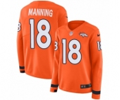 Women's Nike Denver Broncos #18 Peyton Manning Limited Orange Therma Long Sleeve NFL Jersey