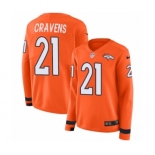 Women's Nike Denver Broncos #21 Su'a Cravens Limited Orange Therma Long Sleeve NFL Jersey