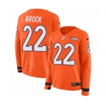 Women's Nike Denver Broncos #22 Tramaine Brock Limited Orange Therma Long Sleeve NFL Jersey