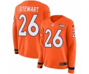 Women's Nike Denver Broncos #26 Darian Stewart Limited Orange Therma Long Sleeve NFL Jersey