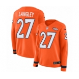 Women's Nike Denver Broncos #27 Brendan Langley Limited Orange Therma Long Sleeve NFL Jersey