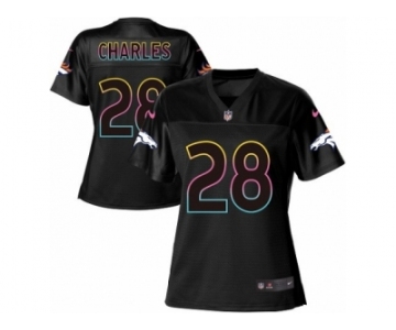 Women's Nike Denver Broncos #28 Jamaal Charles Game Black Fashion NFL Jersey