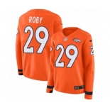 Women's Nike Denver Broncos #29 Bradley Roby Limited Orange Therma Long Sleeve NFL Jersey