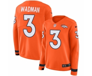 Women's Nike Denver Broncos #3 Colby Wadman Limited Orange Therma Long Sleeve NFL Jersey