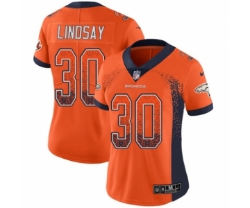 Women's Nike Denver Broncos #30 Phillip Lindsay Limited Orange Rush Drift Fashion NFL Jersey