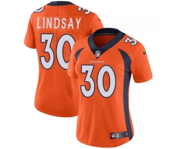 Women's Nike Denver Broncos #30 Phillip Lindsay Orange Team Color Vapor Untouchable Limited Player NFL Jersey