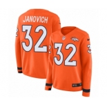 Women's Nike Denver Broncos #32 Andy Janovich Limited Orange Therma Long Sleeve NFL Jersey