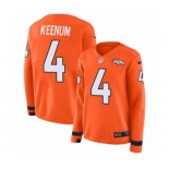 Women's Nike Denver Broncos #4 Case Keenum Limited Orange Therma Long Sleeve NFL Jersey