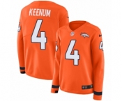 Women's Nike Denver Broncos #4 Case Keenum Limited Orange Therma Long Sleeve NFL Jersey