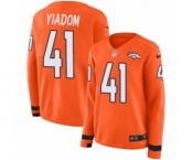 Women's Nike Denver Broncos #41 Isaac Yiadom Limited Orange Therma Long Sleeve NFL Jersey