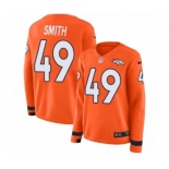 Women's Nike Denver Broncos #49 Dennis Smith Limited Orange Therma Long Sleeve NFL Jersey