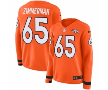 Women's Nike Denver Broncos #65 Gary Zimmerman Limited Orange Therma Long Sleeve NFL Jersey