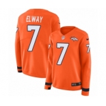 Women's Nike Denver Broncos #7 John Elway Limited Orange Therma Long Sleeve NFL Jersey