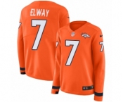 Women's Nike Denver Broncos #7 John Elway Limited Orange Therma Long Sleeve NFL Jersey