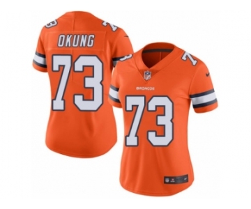 Women's Nike Denver Broncos #73 Russell Okung Limited Orange Rush NFL Jersey