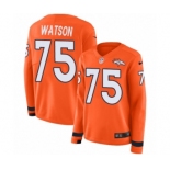 Women's Nike Denver Broncos #75 Menelik Watson Limited Orange Therma Long Sleeve NFL Jersey