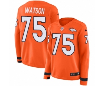 Women's Nike Denver Broncos #75 Menelik Watson Limited Orange Therma Long Sleeve NFL Jersey