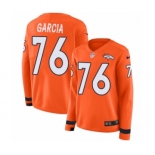 Women's Nike Denver Broncos #76 Max Garcia Limited Orange Therma Long Sleeve NFL Jersey