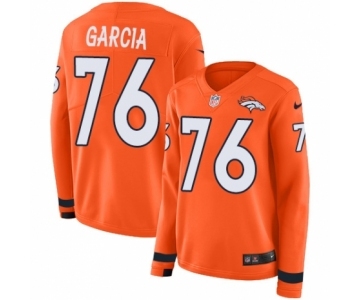 Women's Nike Denver Broncos #76 Max Garcia Limited Orange Therma Long Sleeve NFL Jersey